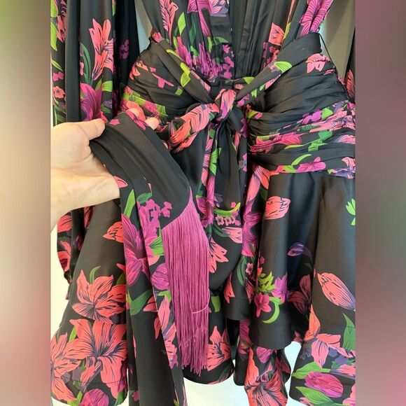 NEW Bronx and Banco Bedouin Lily Minidress Floral Black and Pink - Picture 15 of 16